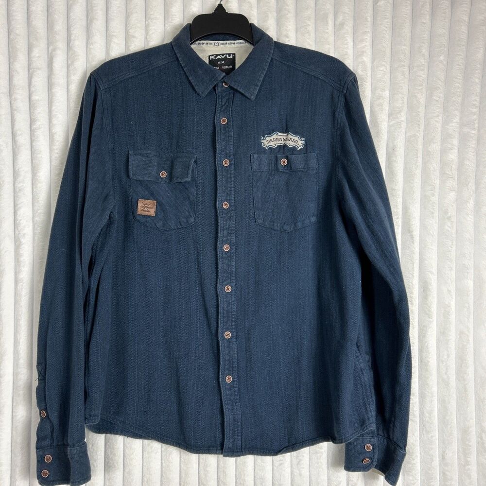 Kavu x Sierra Nevada Brewing Co. Blue Herringbonebutton-up shirt Men’s Large 